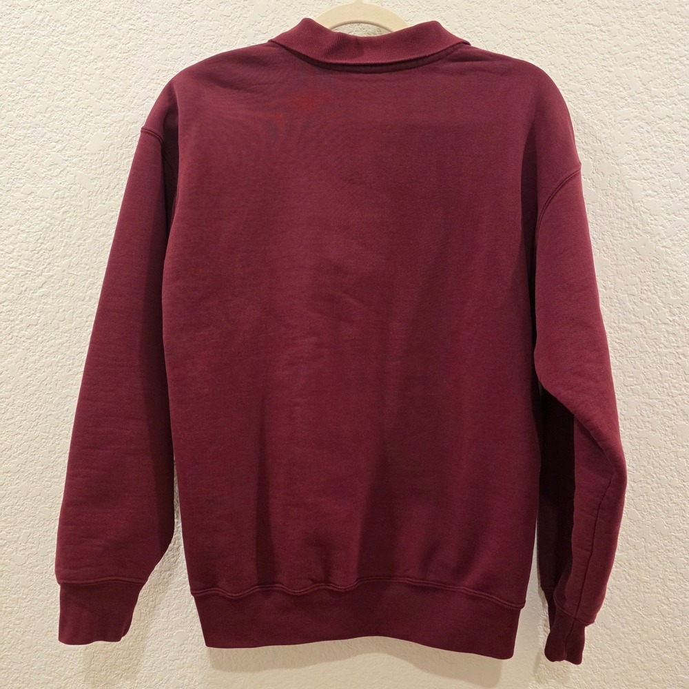 VTG Lands End Polo Collar Sweatshirt Womens M 10-12 Burgundy Made in USA Preppy - Picture 7 of 11